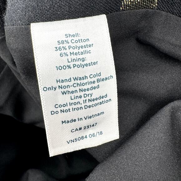 Talbots Pants Womens 10 Black Gold Metallic Polka Dots Side Zip Ankle Lined NEW - Picture 8 of 9